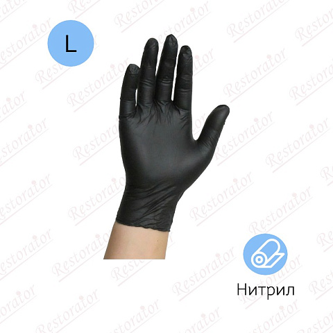 Перчатки нитриловые черные L (50 пар)