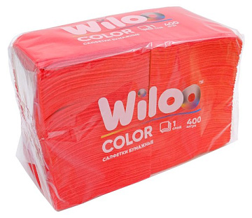 Салфетки WiLoo интенсив 24*24 400 листов красные