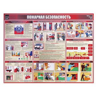 Доска-стенд информационная "Пожарная безопасность" (910х700 мм), пластик, шк 84494